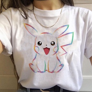 ✾Pokemon Go Harajuku T เสื้อผู้หญิง Kawaii Pikachu การ์ตูนตลกเสื้อยืด 90s น่ารักพิมพ์ TShirt แฟชั่น Streetwear TOP Tees