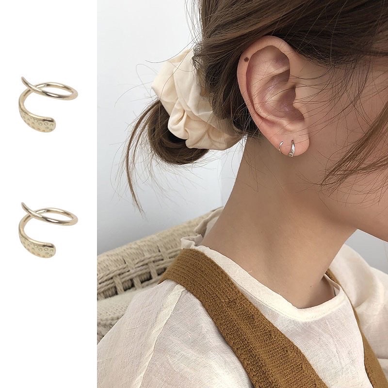 Suwann.na [ราคาต่อคู่] ต่างหู ต่างหูเงินแท้ ต่างหูเกลียว สีเงิน, ทอง