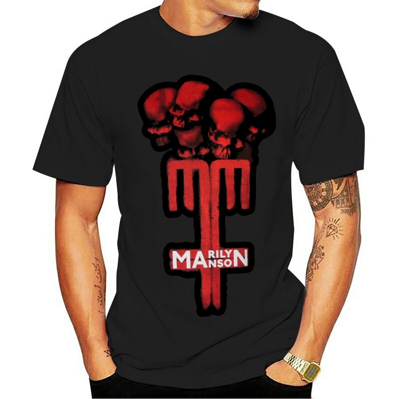 เสื้อยืด ลาย Marilyn Manson Skull Cross S M L XL สีดํา 2022S-5XL