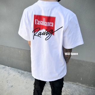 แนวโน้ม เสื้อยืดแขนสั้น พิมพ์ลายตัวอักษร Casablanca ทรงหลวม สไตล์สตรีท สําหรับผู้ชาย