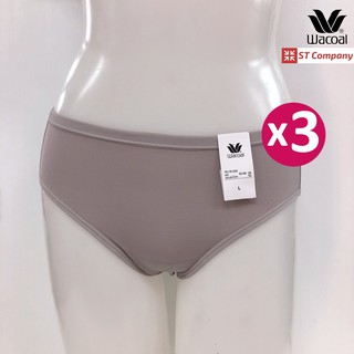 กางเกงใน Wacoal Panty ทรง Bikini ขอบเรียบ สีเทาอ่อน Grey (3 ตัว) รุ่น WU1M01 WU1C34 WQ6M01 กางเกงในผู้หญิง วาโก้ บิกินี่