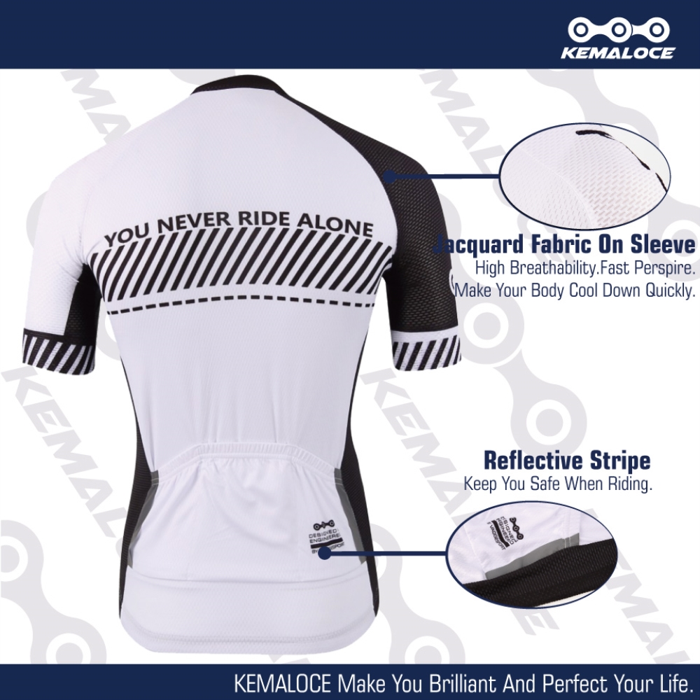 KEMALOCE 2024สีขาวชุดจักรยาน แขนสั้นการแข่งขันผู้ชายกางเกงปั่นจักรยาน ชุดจักรยาน ราคาถูกระบายอากาศโพลีเอสเตอร์กางเกงจักรยาน