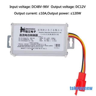 [Takejoynew 0520] Dc 36V-72V To 12V-10A 120W อะแดปเตอร์แปลงสายเคเบิ้ลสําหรับแบตเตอรี่รถยนต์ไฟฟ้า