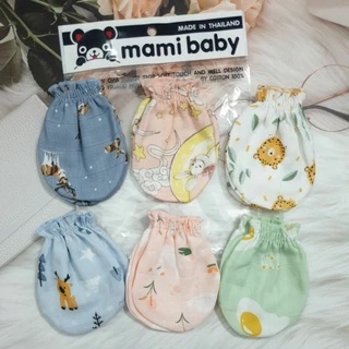 Mami baby ถุงมือเด็กแรกเกิดผ้ามัสลิน