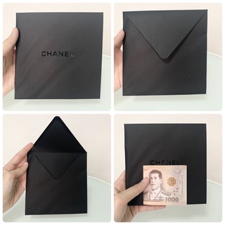 แท้💯 ซอง Chanel สีดำ ขนาด 15x15 ซม. สกรีนโลโก้Chanelสีดำ