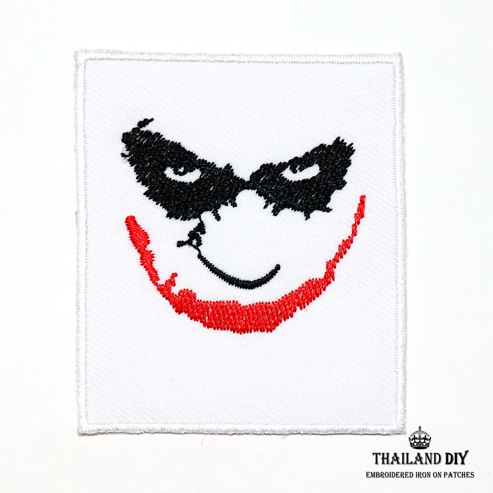 ตัวรีดติดเสื้อ ลายโจ๊กเกอร์ หน้าโจ๊กเกอร์ ตัวตลก ยิ้ม Joker Patch งานปัก DIY ตัวรีด อาร์ม ติดเสื้อ ก