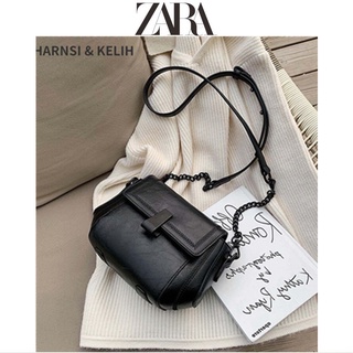 Zara กระเป๋าสะพายไหล่ ทรงเมสเซนเจอร์ แต่งสายโซ่คล้อง ขนาดเล็ก แบบพกพา เข้ากับทุกการแต่งกาย แฟชั่นฤดูใบไม้ร่วง และฤดูหนาว สําหรับสตรี 2022