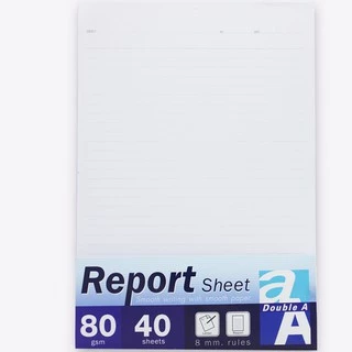 กระดาษรายงานมีเส้น 2 ด้าน Double A 80 แกรม 40 / 100 แผ่น Double A Report
