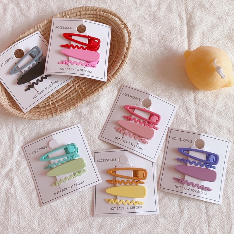 พร้อมส่งจากไทย กิ๊บติดผม กิ๊บแฟชั่น กิ๊บติดผมสไตล์เกาหลี สีหวาน (4ชิ้น/แพค)