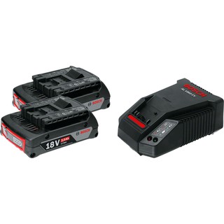 BOSCH แท่นชาร์จ+แบตเตอรี่ (1 Charger + 2 Battery) 2.0Ah 18V รุ่นStarter Kit(แท่น+แบตเตอรี่) 18V