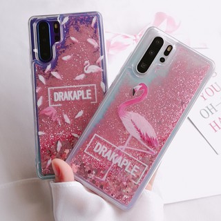 เคสโทรศัพท์ แบบ TPU นิ่ม ประดับทรายน้ำ ลายนกฟลามิงโก มีกลิตเตอร์แวววาว สำหรับ Huawei P10 Lite P20 Pro P30 Mate 20 10 9