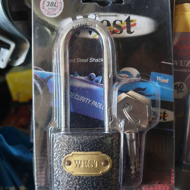 West Padlock 40mm 50mm 60mm สีดํา กุญแจคอยาว 3 ชิ้น รูปทรงไขควง (DKD) (TPFL)