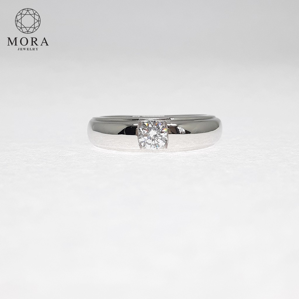 💍✨MR-02 แหวนเพชรผู้ชาย ขนาด 0.4 ct.(4.5 mm) แหวนเพชร CZ ผู้ชาย แหวนชาย แหวนผู้ชาย เทียบเพชรแท้ By Mo