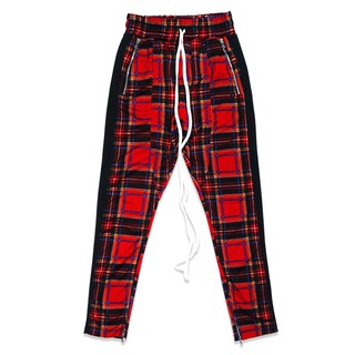 TZ worldwide TZ PLAID TRACK PANTS - RED