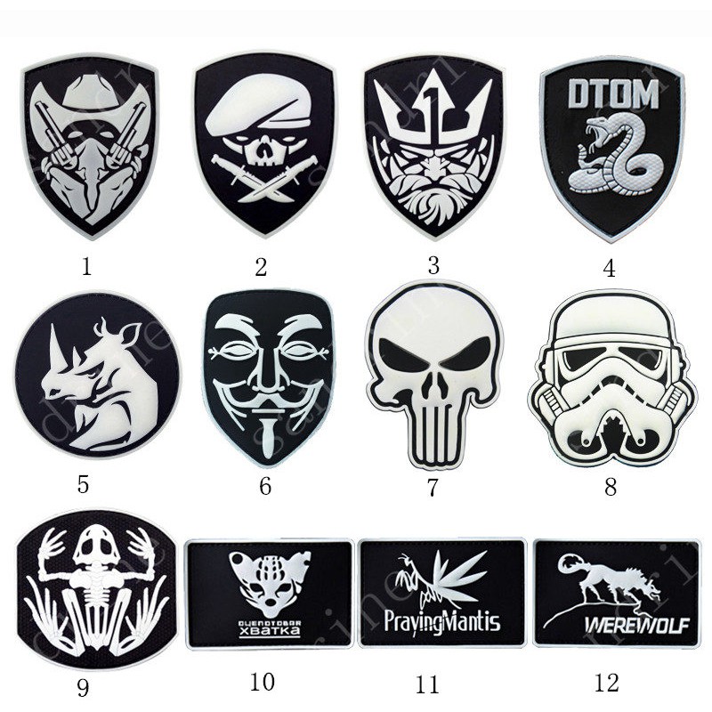 Luminous Warrior DTOM Wolf PVC patch ป้ายแพทช์ตีนตุ๊กแกทหารยุทธวิธี