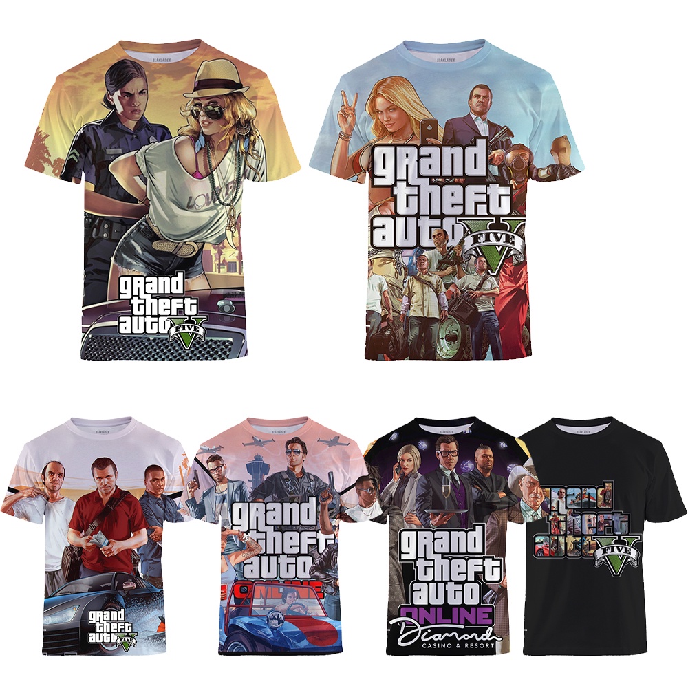 เสื้อยืดคู่รัก พิมพ์ลาย Grand Theft Auto V Gta 5 สําหรับผู้ชาย