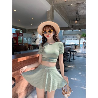 cici ชุดว่ายน้ำเสื้อ+กระโปรงลายเก๋ๆ  รุ่น0181
