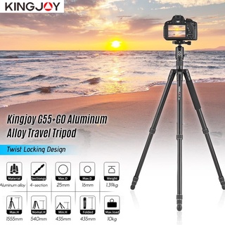 ขาตั้งกล้อง Kingjoy G55+G0 Ball Head Aluminum Alloy 4-Section Travel Tripod Detachable Monopod