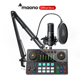 Maono AME2+PM320S ใหม่ ชุดไมโครโฟนคอนเดนเซอร์ การ์ดเสียง Maonocaster Studio Audio Interface Mixer พร้อม Phantom Power สําหรับไลฟ์สด บันทึกเสียง พอดแคสต์ YouTube