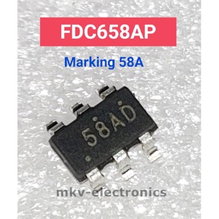 (1ตัว) FDC658AP , 58A , MOSFET P-Chanel 30V 4A , SOT23-6 (รหัสสินค้า M00912)