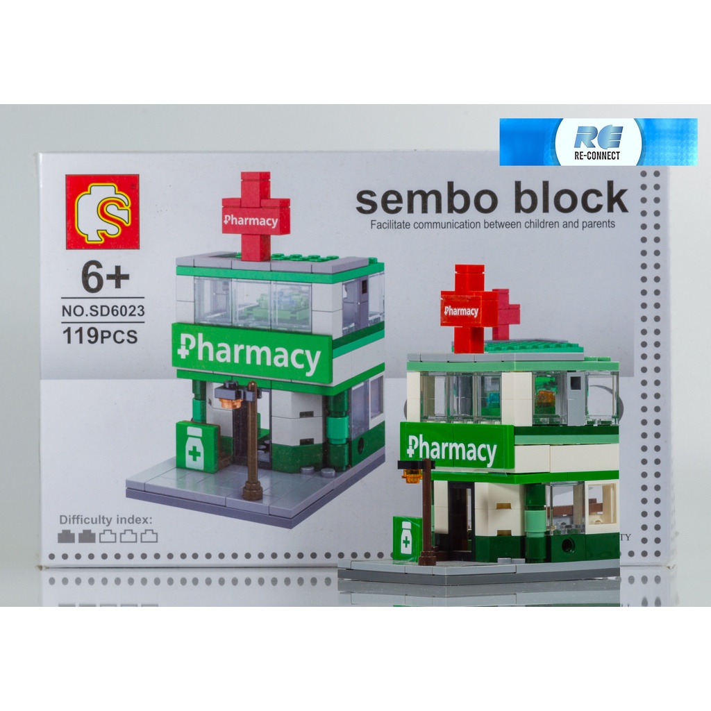 บล็อกตัวต่อร้านค้า เลโก้จีน ร้านขายยา รักษาโรค ของเล่น สะสม SEMBO BLOCK Drug Store Pharmacy 119 PCS SD6023 LEGO China