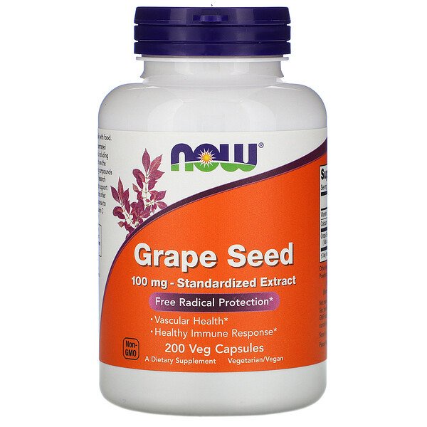 Now Foods, Extra Strength Grape Seed, 100,250 mg, 90,200 Veg Capsules เมล็ดองุ่น,ต้านอนุมูลอิสระ