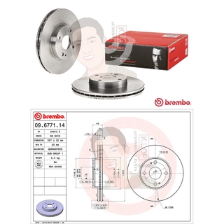 09 6771 14 จานเบรค ล้อ F (ยี่ห้อ BREMBO) รุ่น Std MAZDA Astina / 323, Lantis ปี 1993-1998