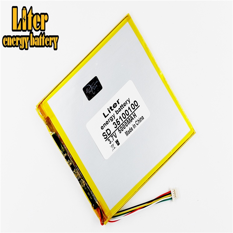 1.0MM 5pin connector 3.7v 35100100  5000mah lithium polymer battery with pcm backup tablet pc batter