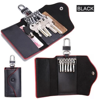 CONTACT'S Men กระเป๋าสตางค์หนังแท้ขนาดเล็ก Key Holder พวงกุญแจกระเป๋า Key Case พร้อมช่องใส่การ์ด