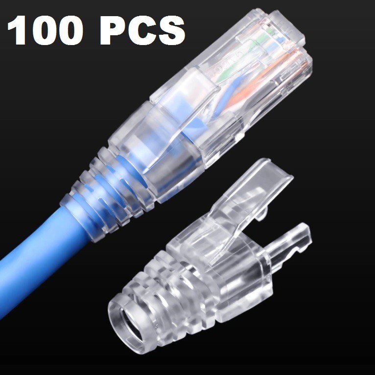 บูทครอบหัว RJ45  100 ตัว ( RJ45 Connector Caps Cat5e Cat6 RJ45 Plug Boot Strain Relief Ethernet Netw