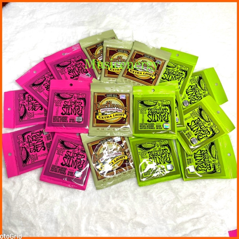 สายกีตาร์ ERNIE BALL (โปร่งเบอร์ 10 น้ำตาล)(ไฟฟ้าเบอร์ 09 ชมพู)(ไฟฟ้าเบอร์ 10 เขียว)สายสวย เสียงดี แถมฟรีปิ๊กกีตาร์❗️
