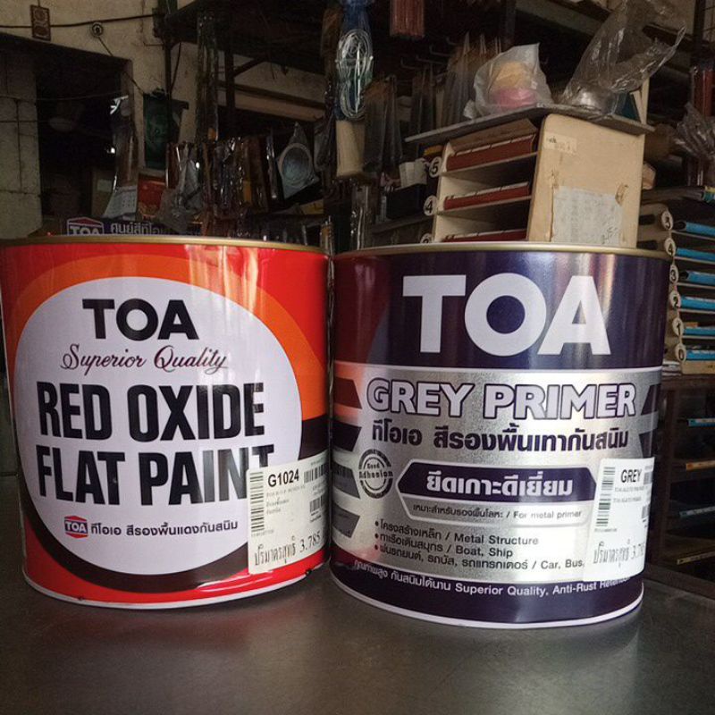 TOA สีกันสนิมเทา สีกันสนิมแดง ขนาด 1แกลลอน- Grey Primer , Red Oxide Flat Paint กันสนิมเทา กันสนิมแดง ทาเหล็ก