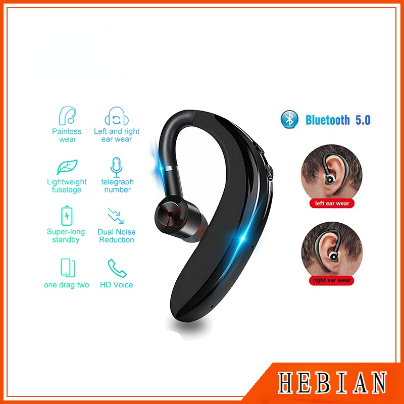 Hebian V5.0 หูฟังบลูทูธไร้สาย พร้อมไมโครโฟน HD แฮนด์ฟรี S109 สําหรับประชุม โทร ขับรถ วิ่ง