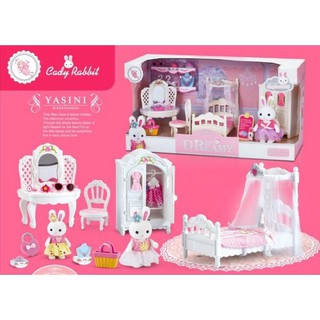 ตุ๊กตาบ้านกระต่าย​ชุดห้องนอน sylvanian family เฟอร์นิเจอร์ตุ๊กตา ตกแต่ง บ้านหมี บ้านกระต่าย