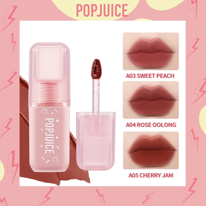 Popjuice ลิควิดแมตต์ ลิปสติก กํามะหยี่ ลิปครีม ลิปสติก นุ่ม เรียบเนียน ครีมมี่ น้ําหนักเบา ชุ่มชื้น 