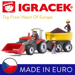 IGRACEK - 27055  1+2  รถปราบดิน &amp; เทรลเลอร์ลากจูง TRACTOR WITH TRAILER【 MADE IN CZECH 】(รถของเล่นเด็ก Not Playmobil)