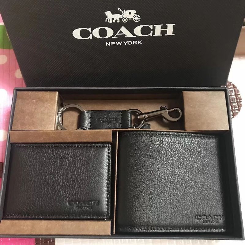 Coach 74991 กระเป๋าสตางค์  ผู้ชาย หนังแท้  กระเป๋าสตางค์ใบสั้น leather men Wallet
