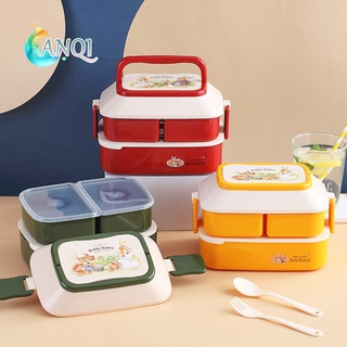 ANQI SHOP Tempat Makan 2 Susun/ Kotak Makan Siang DIY Anti Bocor Lunch Box Anti Tumpah/Free Alat Makan VS-75