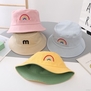 Spring And Summer Rainbow Childrens Basin Hat, Childrens Hat, Flat-top Childrens Hat, Double-sided, Sun-proof And Sun-shading Fisherman Hat