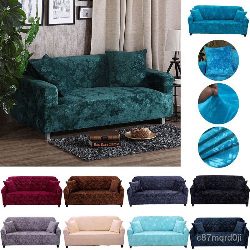 1 2 3 4 Seater High Quality Velvet Sofa Cover Couch Loveseat Slipcover Home Embossing Flower Nonslip Slipcovers Ready St Ee Thailand - Couch Loveseat Slipcovers