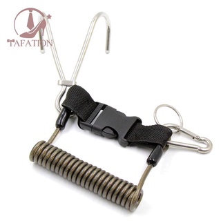 Scuba Reef Stainless SteelHook Double Diving Reef Hook with Spiral Coil Lanyard Diving Safe Accessories