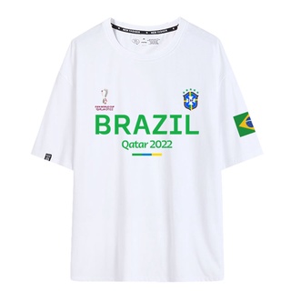 2022 World Cup Brazil เสื้อยืดแขนสั้น Neymar Brazil เสื้อผู้ชายและผู้หญิงหลวมผ้าฝ้ายฤดูร้อน