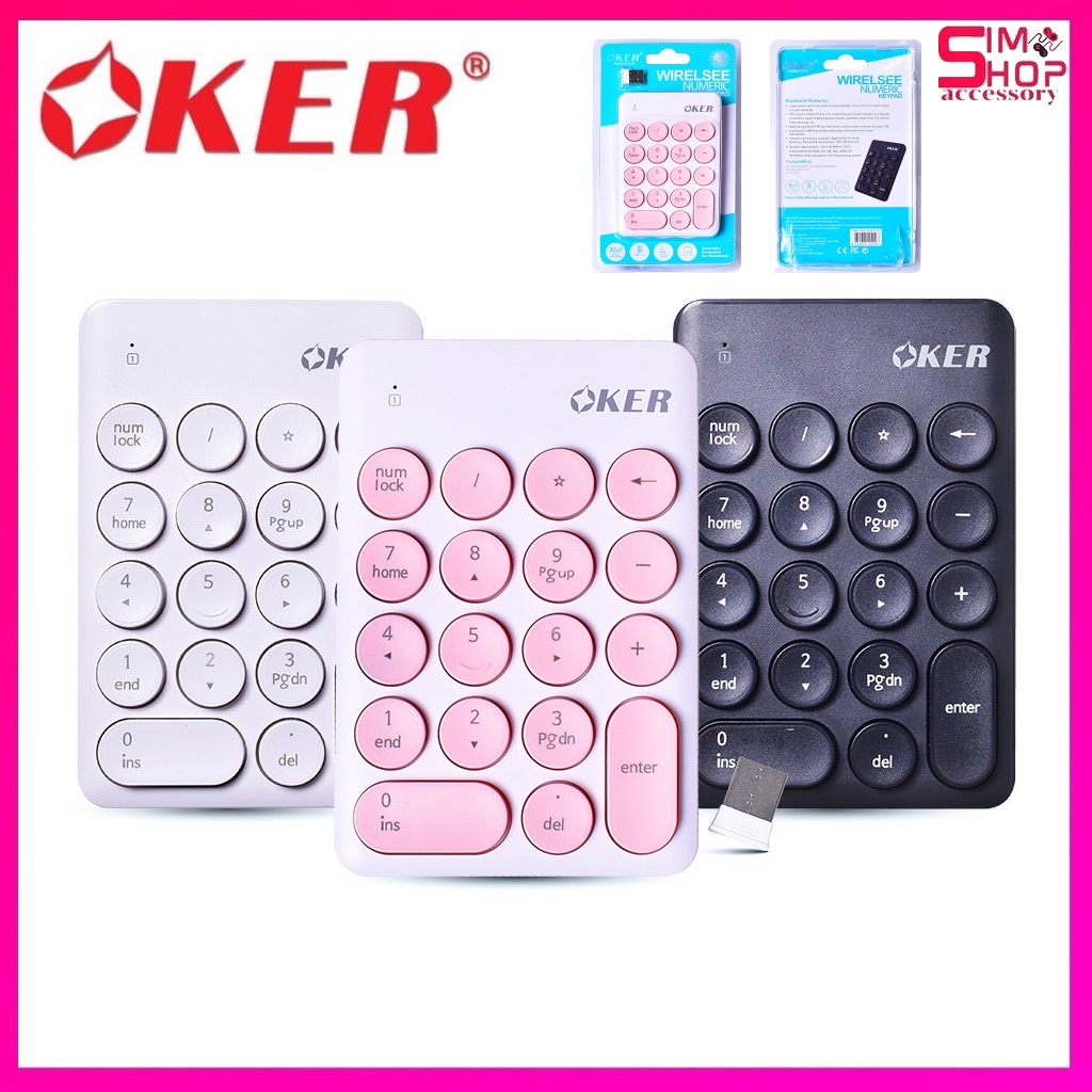 ส่งเร็ว OKER K-2610 Numeric Keypad Wireless คีย์บอร์ดตัวเลข ไร้สาย K2610
