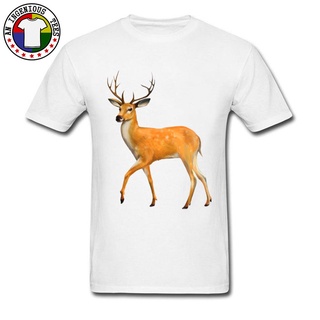 เสื้อยืดผ้าฝ้ายพิมพ์ลายขายดี เสื้อยืด คอกลม ผ้าฝ้าย 100% พิมพ์ลายกวาง AU Animal Sika Deer Elk แฟชั่นสําหรับผู้ชาย