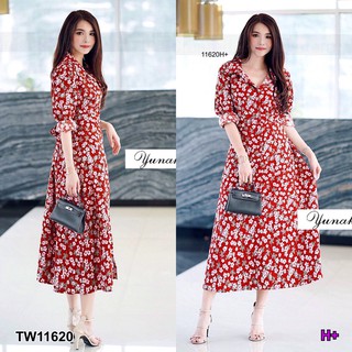 AK 11620  Maxi Dress เดรสเชิ้ตยาวแขนยาว