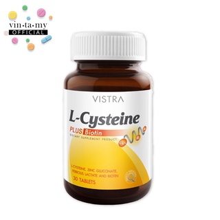 Vistra(วิสทร้า) L-Cysteine Plus Biotin ขนาด 30 เม็ด บำรุงเส้นผมและเล็บ [EXP.18/10/2025]