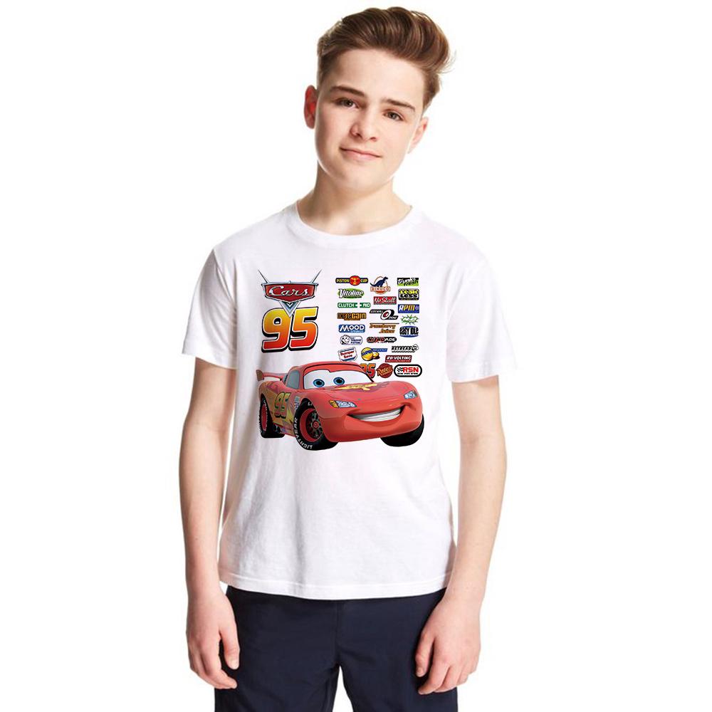 เสื้อยืดแขนสั้นพิมพ์ลาย lightning mcqueen สําหรับเด็กผู้ชาย