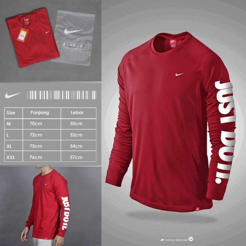 Nike JUST DO IT เสื้อยืดแขนยาว/ผู้ชายผู้หญิง// COMBED 30S