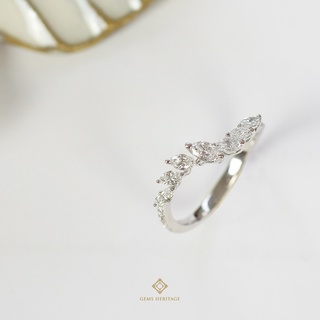 Gems Heritage : แหวนแถว เพชรเม็ดเดี่ยวทรง Marquise เพชรแท้น้ำ 98 (RWG399)