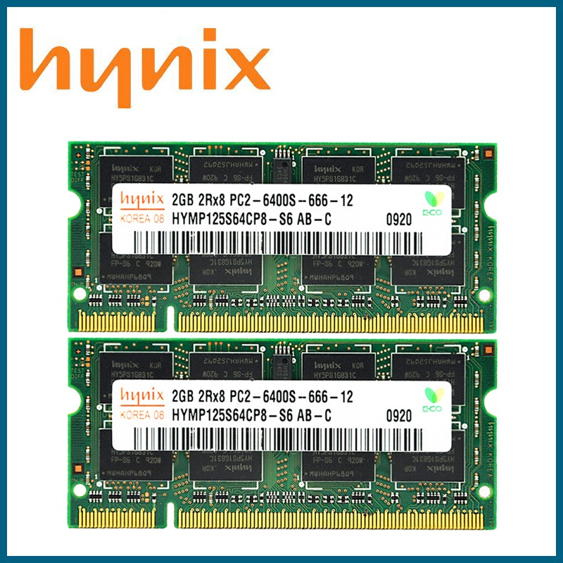 Hynix ของแท้ แรมหน่วยความจําแล็ปท็อป โน้ตบุ๊ก DDR2 4GB(2GB) Mhz 800 PC2-6400S 200Pin SODIMM 2 ชิ้น